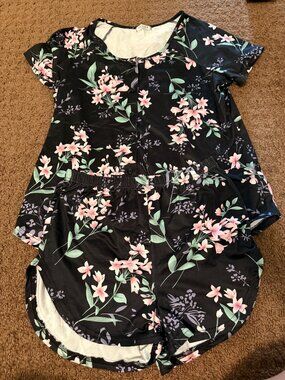 Black floral pajama set